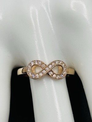 Tchibo 925 Sterling Silver Rose Gold Infinity Ring Size 6.75 Germany