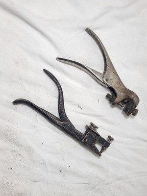 Two Antique Saw Set Pliers Tools DUNLAP Teeth Tooth