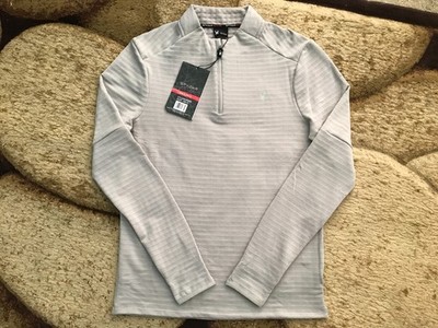 Spyder Active 1/4 Zip Pullover Mens Size Small Thumbholes Running Gray NWT