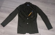 Xagon Man Baumwolle Weste Mantel Strick Jacke Oliv Grün Distressed Löcher Gr M