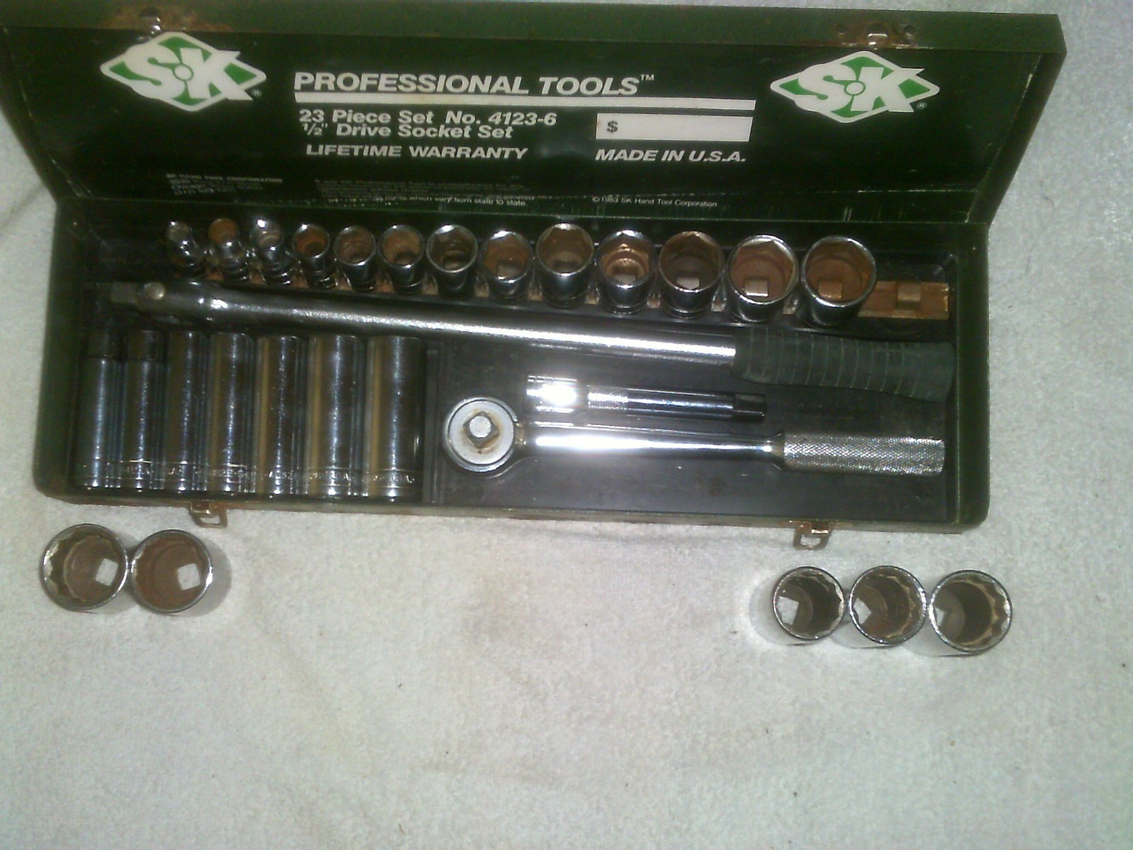 SK 1/2" drive socket set 4123-6 23pc. W/ 5 add on sockets