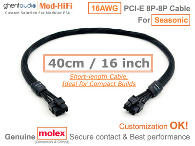  16AWG PCI-E GPU 8P Cable for Seasonic FOCUS SGX Series SGX750 SGX850 40cm/16''