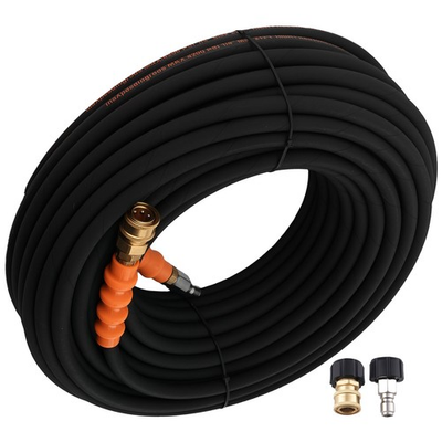 #ad 150FT 1 4quot; Pressure Washer Extension Hose 4200PSI Steel Braided M22 14mm Fitting $179.03