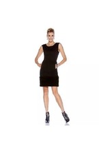 NEW Adrienne Landau Little Black Dress Faux Fur Shirt Hem Sleeveless Medium