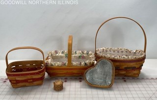 Vintage Longaberger Basket Lot: Mother's Day Heart Dish & Mini Accent