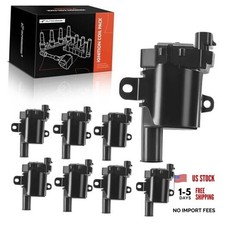 Set of 8 Ignition Coil Packs  Round Type Coil  Compatible with Chevy GMC Black
