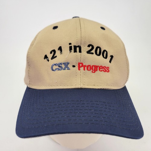 CSX Progress Hat Cap 121 in 2001 Railroad Train Snapback Khaki Vtg - Picture 2 of 7