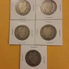 Lot of 5 U.S. Barber Half Dollars 90% Silver Circulated 1901-1912 Diff. Mints