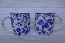 CHURCHILL Blue & White Mug with Berries x2 #