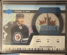 Upper Deck 2022-23 Credentials Debut Ticket Access Dylan Samberg Jets #149 /99