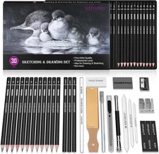 HIFORNY 30 PCS Sketching Drawing Pencil Set,Sketch Pencils Art Supplies with Gra