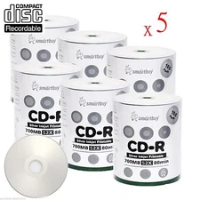 3000 SmartBuy CD-R 52X 700MB/80Min Silver Inkjet Hub Printable Blank Record Disc