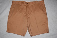 Mens Casual Chinos Shorts CAMEL BROWN Flat Front 10" INSEAM Size 34 40 42 44 46