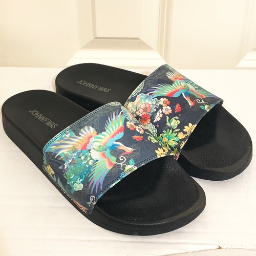 Johnny Was Dreamer Poolside Slide Sandals Size 8 Peacock