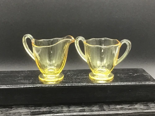 Fostoria Fairfax Yellow Topaz Individual Cream and Sugar