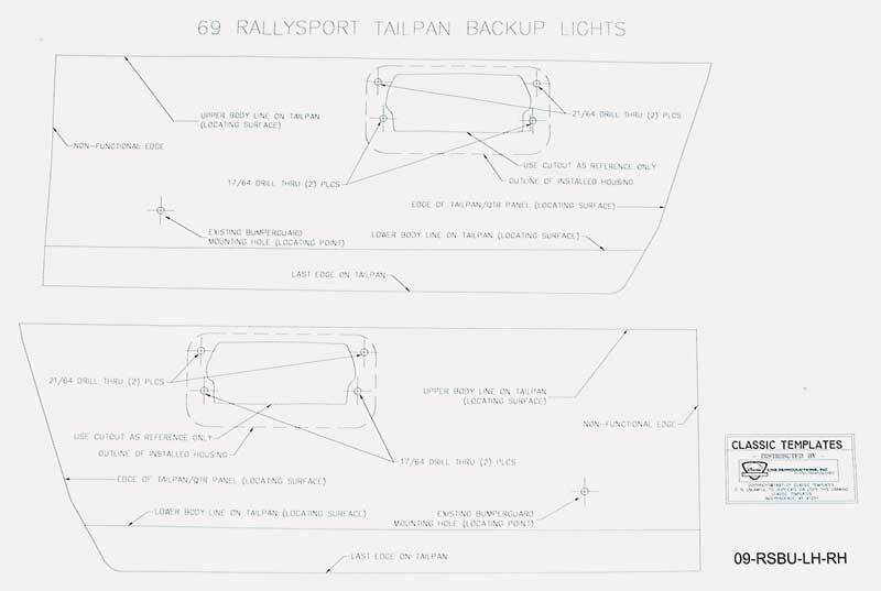 1969 Camaro; Rally Sport Back Up Lamp Template; with Instructions