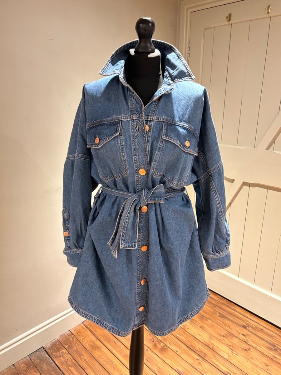 river island denim shirt dress Womens River Island Blue Long Sleeve Denim Midi Shirt Dress US 4