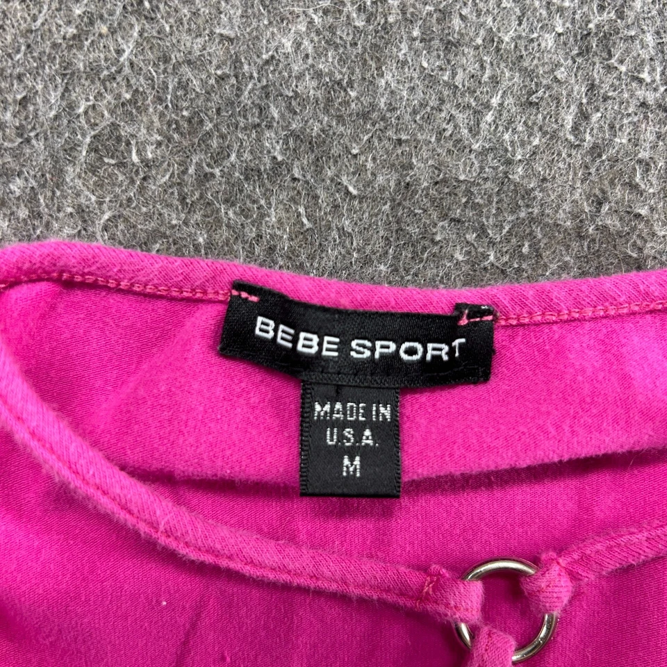 Camisa deportiva Bebe vintage para mujer M rosa sin mangas Bling Spellout EE. UU. Y2K Foto 2 de 4