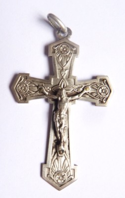 Croix Ancienne Pendentif En Argent À VENDRE! - FR
