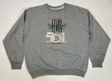 VINTAGE Levi's 501 Graphic Crewneck Sweatshirt Men XL Gray 90s