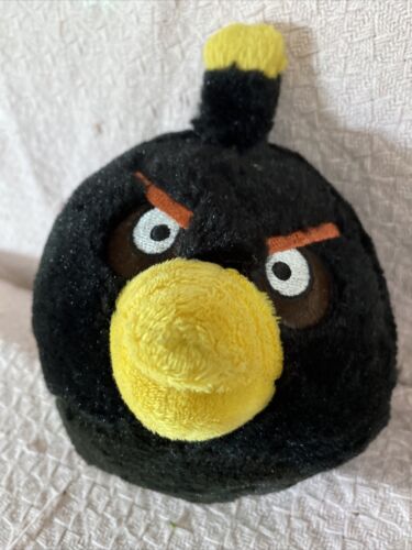 Angry Birds Black Bird Bomb 6" Plush Ball Stuffed Animal Used Condition - Picture 1 of 7