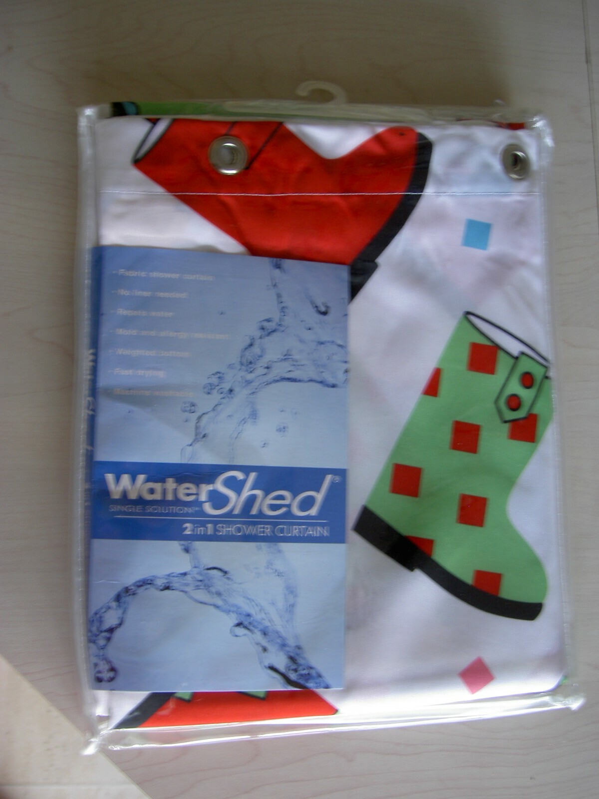 FAVORITE BOOTS WATERSHED FABRIC SHOWER CURTAIN RAIN BOOTS NIP-image