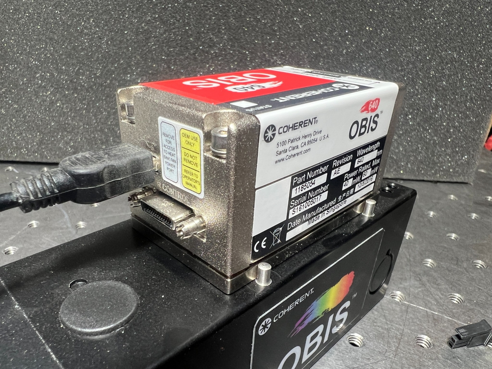 NOS Coherent OBIS LX 640-40C Laser 640nm 40mW w/Heatsink, Power Supply, Warranty