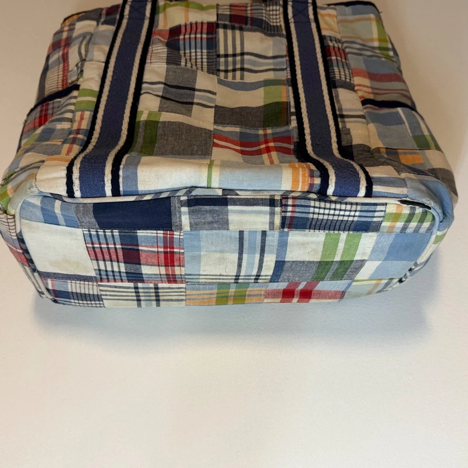 复古 Pottery Barn 儿童格子托特包钱包尿布袋 2000 年代 Y2K — 第 4/4 张图片