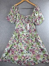 Bcbgeneration Fit Flare Sundress Womens 0 Floral Puff Sleeve Cottagecore