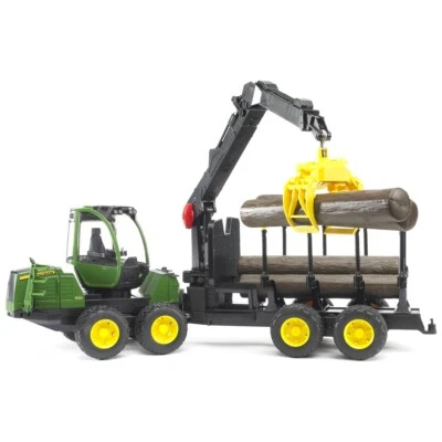BRUDER 02133 John Deere 1210E Rückezug mit 4 Baumstämmen und Holzgreifer