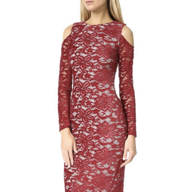 alice olivia red lace dress Alice + Olivia Rosalee Eyelet Maxi Dress in Red