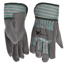 G & F 5009 JustForKids Synthetic Leather Water Resistant Work Gloves Grey 1 Pair