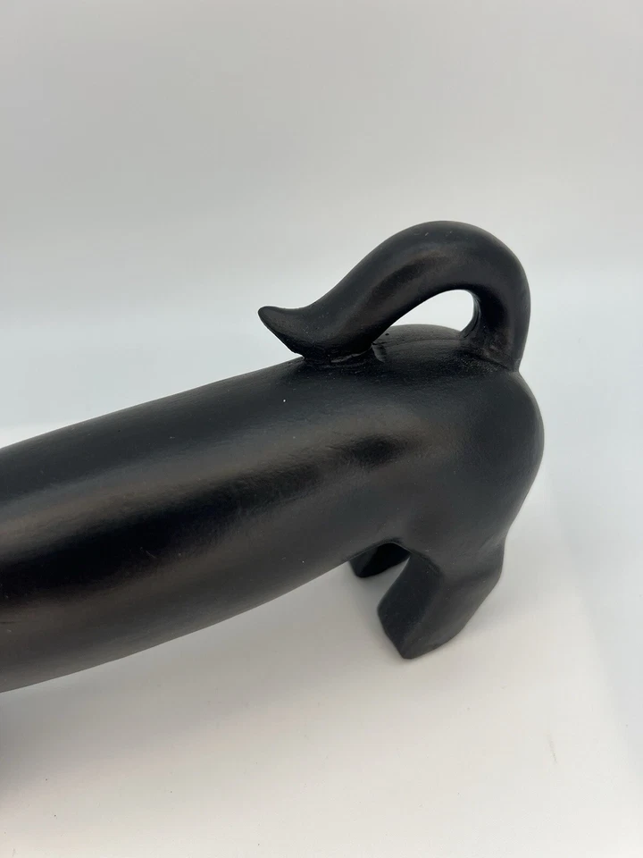Estatua de perro Dachshund de cerámica negra, amante de los perros estante cuidador estilo moderno Foto 3 de 4