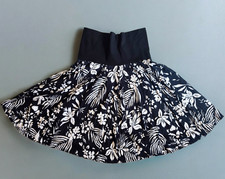 ROXY Vintage Floral High Waist Cotton Skirt In Black White 90's 00's Y2k Skirts