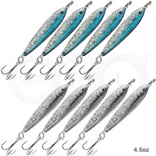 10pcs 4.5oz Silver Fishing Mega Live Bait Treble Hook Casting Fish Jigs Lures