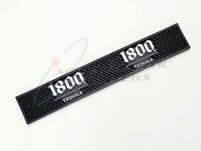 Jose Cuervo 1800 Tequila Rail Bar Pour Spill Mat 21'' x 3-3/8'', Black & White