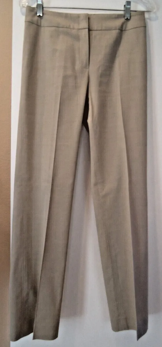 Beige Escada Bandless Lt Weight Wool/Cotton Wide Leg Trouser Pants-Size 34  Ins32