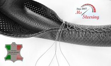 FOR LINCOLN NAUTILUS 19-19 BLACK PERF LEATHER STEERING WHEEL COVER GREY STIT