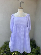 Baby Doll Style Mini Dress Lilac Purple Knobby Chiffon sm