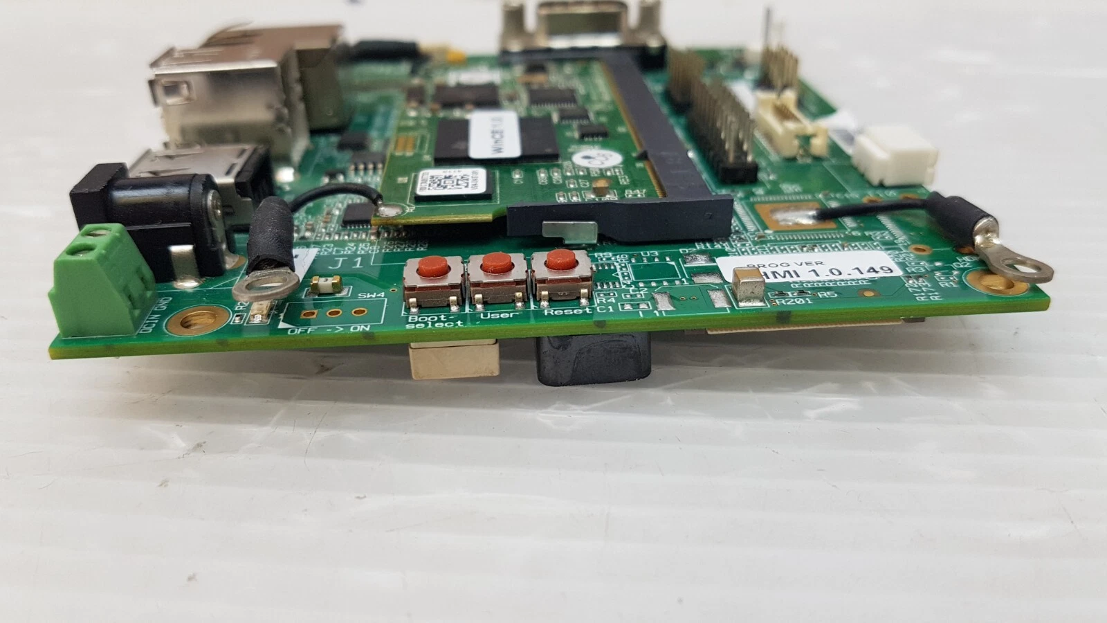HMI board buttons and PROG VER HMI 1.0.149 label