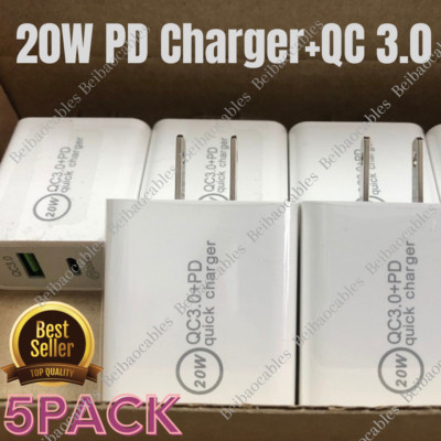 20W USB Type-C Wall Fast Charger PD Power Adapter For iPhone 14 12 13 15 XR Lot