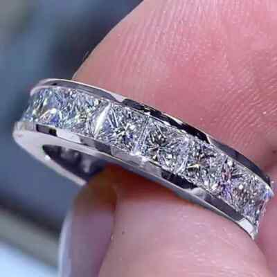 2.00CT Princess Cut Lab-Created Diamond Wedding Band Ring 14k White Gold Finish