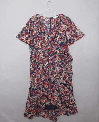 Calvin Klein Dress 14 Floral Ruffle Chiffon Flowy Belted Faux Wrap Romantic Boho | eBay Calvin Klein Dress 14 Floral Ruffle Chiffon Flowy Belted Faux Wrap Romantic Boho | eBay