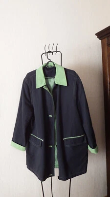 Oversize TOLLE Jacke Übergangs-Jacke Long-Jacke 46 48 50 dkl. Blau m. hellem Gr - Bild 1 von 4