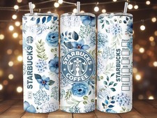 Blue Flower printed sublimation 20 oz skinny tumblers