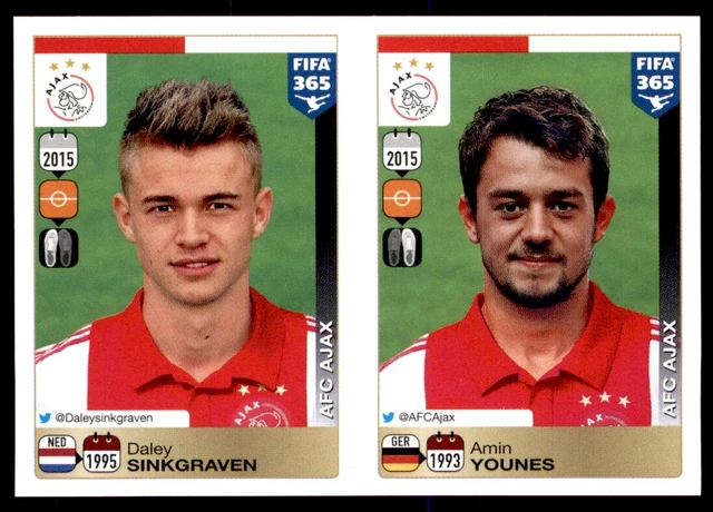 Panini FIFA 365 2016 - Daley Sinkgraven - Amin Younes AFC Ajax No. 665 - 666