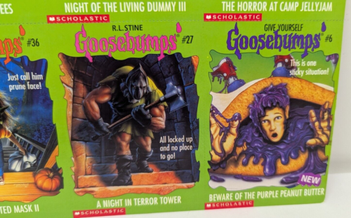 Vintage 1996 RL Stine Goosebumps Puzzle Card Uncut Sheet #2 Scholastic - Foto 4 di 11