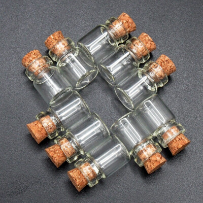 10PCS Glass Bottles w/ Corks Miniature Kitchen Empty Sample Jars 1:12 Dollhouse