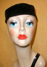 Ladies 1930's Chocolate Brown Wool  Velvet Tailored Hat w/ Rhinestone Appliques