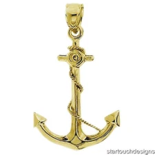 New 14k Yellow Gold Anchor Pendant